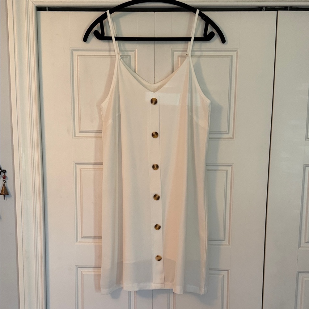White Button-Front Dress